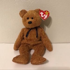 TY Beanie Baby 1998/1999 Fuzz The Bear PE Pellets w/ Error Swing Tag & Tush Tag